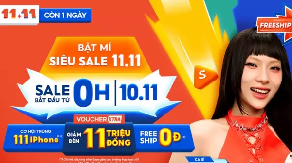 Shopee 11.11: Cơ Hội Trúng 111 iPhone, Voucher Xtra 11 triệu, Freeship 0Đ