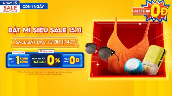Shopee 15.11 - Siêu Hội Voucher: Săn Deal Khủng, FreeShip 0Đ Mọi Đơn!