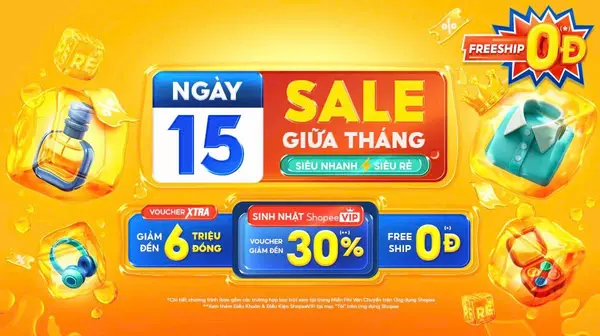 Shopee 15.6: Voucher Xtra 6 triệu, Voucher Word Cup 30%