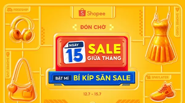 Shopee 15.7 – Siêu Sale Giữa Tháng: Voucher Đến 1 Triệu, Freeship 0Đ, mã Shopee live giảm tới 50%