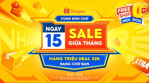 Shopee 15.8: Chốt Voucher Xtra 3 Triệu – YouTube Voucher 18% – Freeship 0Đ Không Giới Hạn