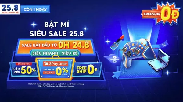 Shopee 25.8 - Sale Cuối Tháng: Voucher Xtra 2 triệu, Checkin ShopeeVideo nhận 500k Xu. Shopee 25.8 - Sale Cuối Tháng: Voucher Xtra 2 triệu, Checkin ShopeeVideo nhận 500k Xu.