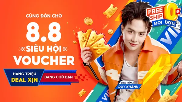 Shopee 8.8: Siêu hội Voucher tới 1,8 triệu, Đồng Giá 9K, cứ mua là Freeship!