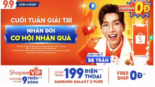 Shopee 9.9: Voucher 9 triệu, cơ hội trúng 199 điện thoại Z FLIP 8