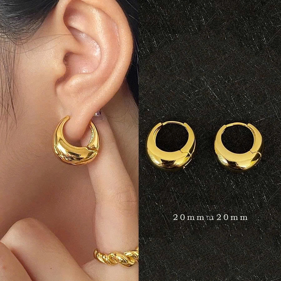Đôi Khuyên Tai Kim Loại Phong Cách Hàn Quốc Cổ Điển