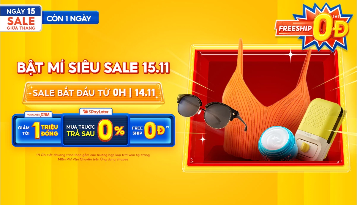Shopee 15.11 - Siêu Hội Voucher: Săn Deal Khủng, FreeShip 0Đ Mọi Đơn!