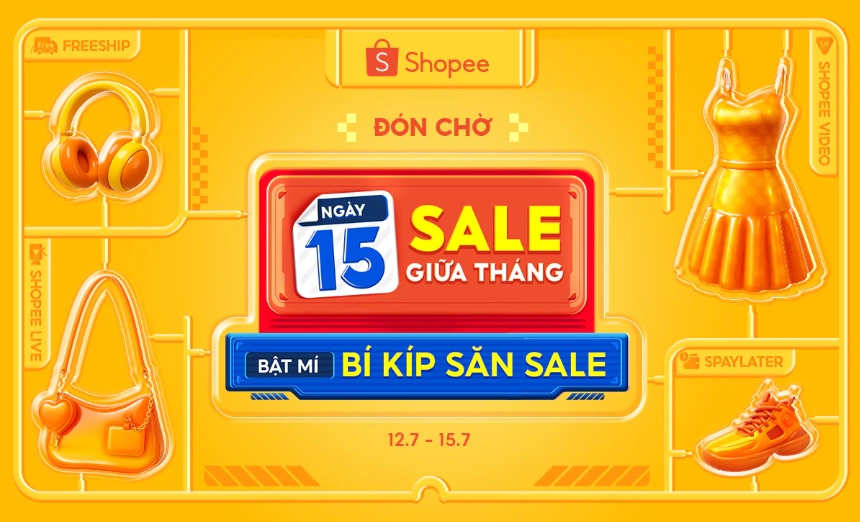 Shopee 15.7 – Siêu Sale Giữa Tháng: Voucher Đến 1 Triệu, Freeship 0Đ, mã Shopee live giảm tới 50%