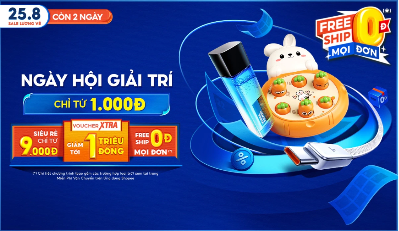 Shopee 25.8 - Sale Cuối Tháng: Hàng Triệu Deal Xịn, FreeShip 0Đ