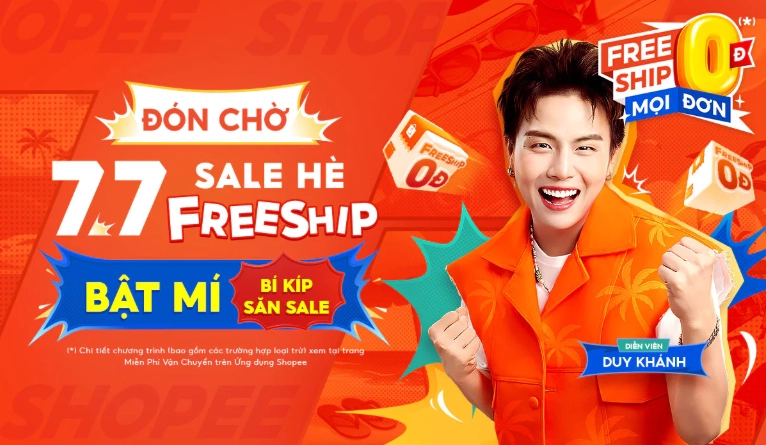 Shopee 7/7 - FreeShip 0Đ mọi đơn, Săn Voucher Khủng tới 2 triệu