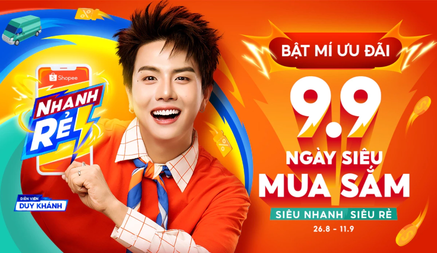 Shopee 9.9 - Ngày siêu mua sắm, Voucher Xtra tới 3 Triệu, Voucher Video 50%.